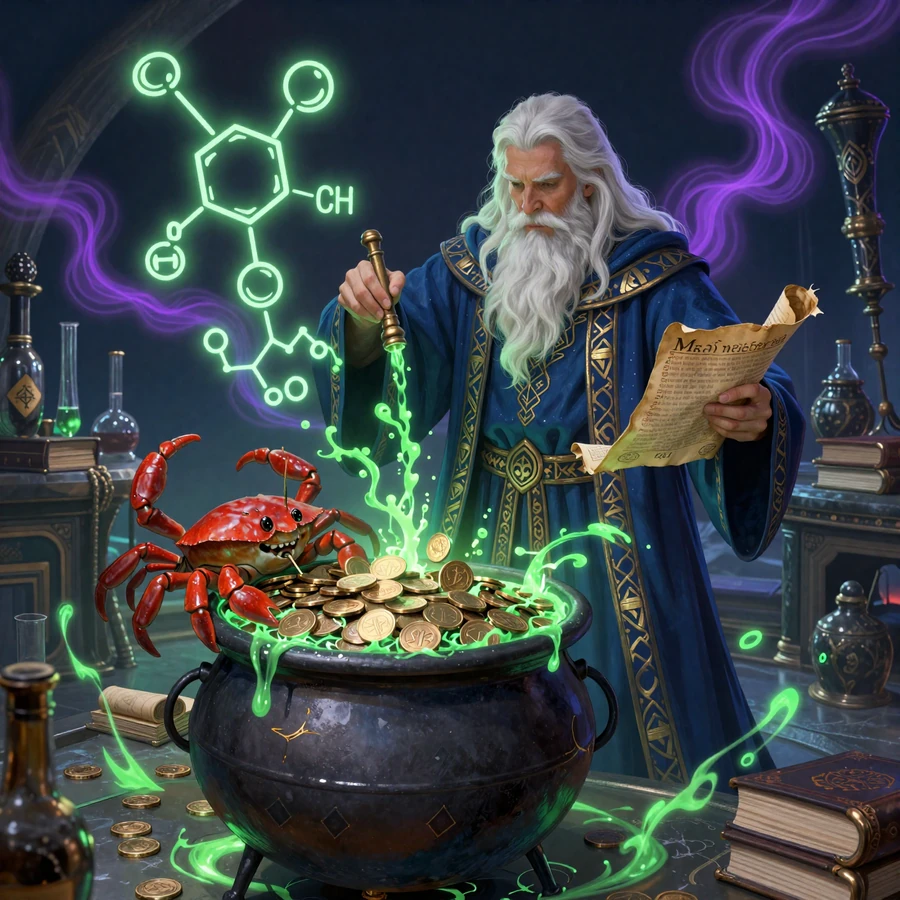 CasinoLab Casino - das alchemistische Labor f&uuml;r Echtgeld-Magie in Deutschland - alchemistische Szene mit Professor und Bonus Crab im CasinoLab Casino