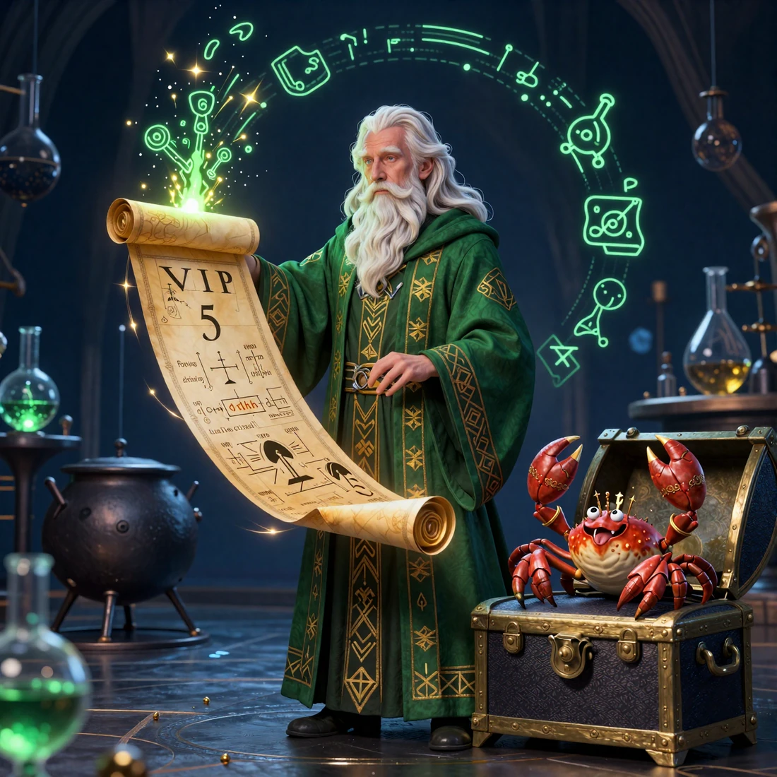 VIP-Programm - bestes online casino deutschland mit 5 alchemistischen Stufen - alchemistische Szene mit Professor und Bonus Crab im CasinoLab Casino